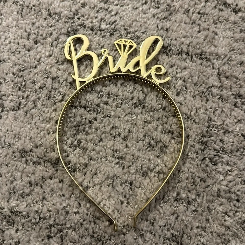 Gold Bride headband hair accessory bachelorette party gear bridal accessories